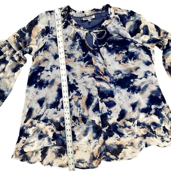 SOLD! Jennifer Lopez | Tie Dye Inspired Bell Long Sleeves Top | Blue | Med - Picture 9 of 11